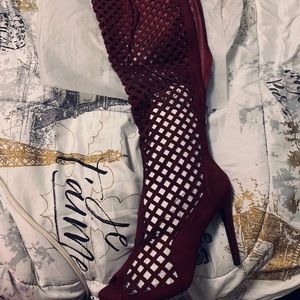 Thigh Burgandy Heels